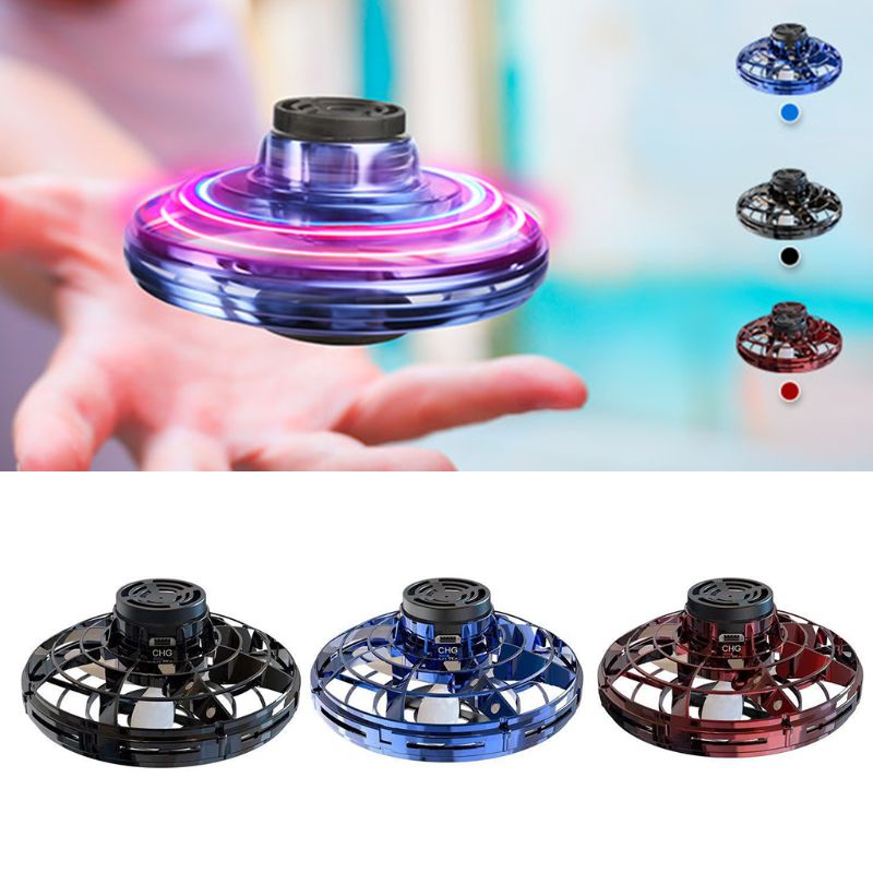 Mini Fingertip Gyro Interactive Decompression Toy Drone LED UFO Type Flying Helicopter Spinner Toy Kids - Lia_Store