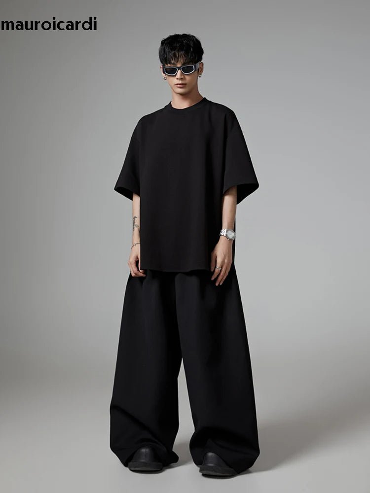 Oversized Black Wide Leg Pants Men - Lia_Store
