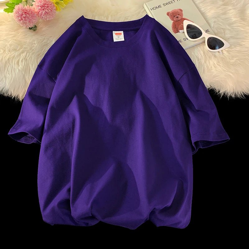 Oversized Cotton Summer T-Shirt – Solid, Loose Fit, Hip - Hop Style - Lia_Store