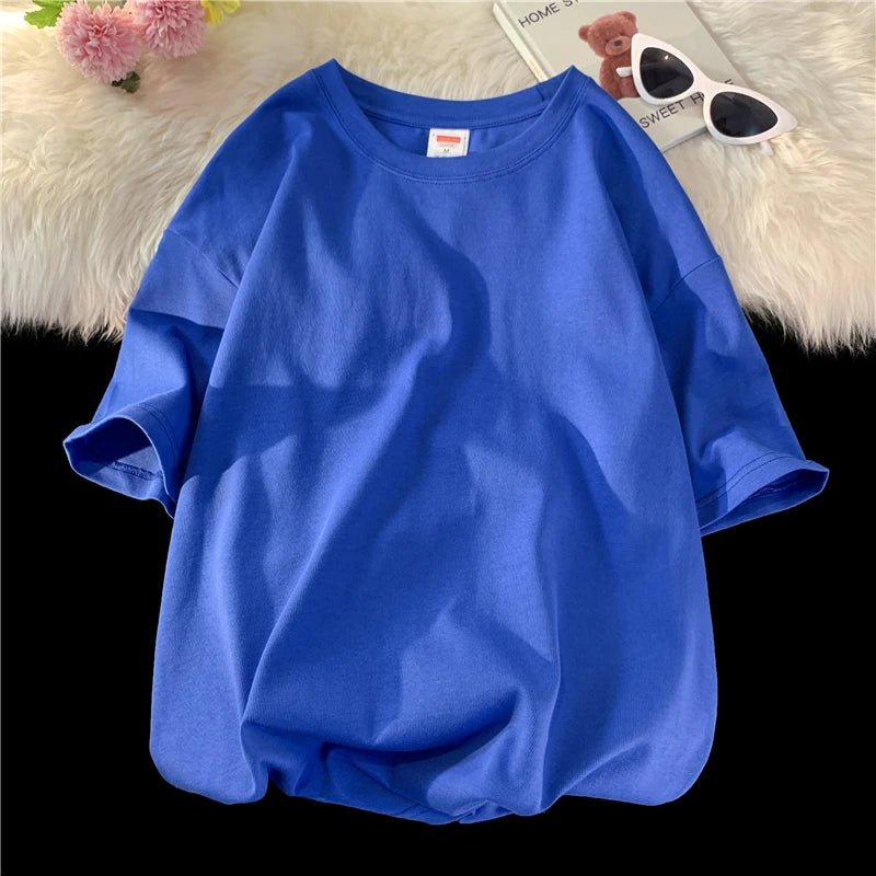 Oversized Cotton Summer T-Shirt – Solid, Loose Fit, Hip - Hop Style - Lia_Store