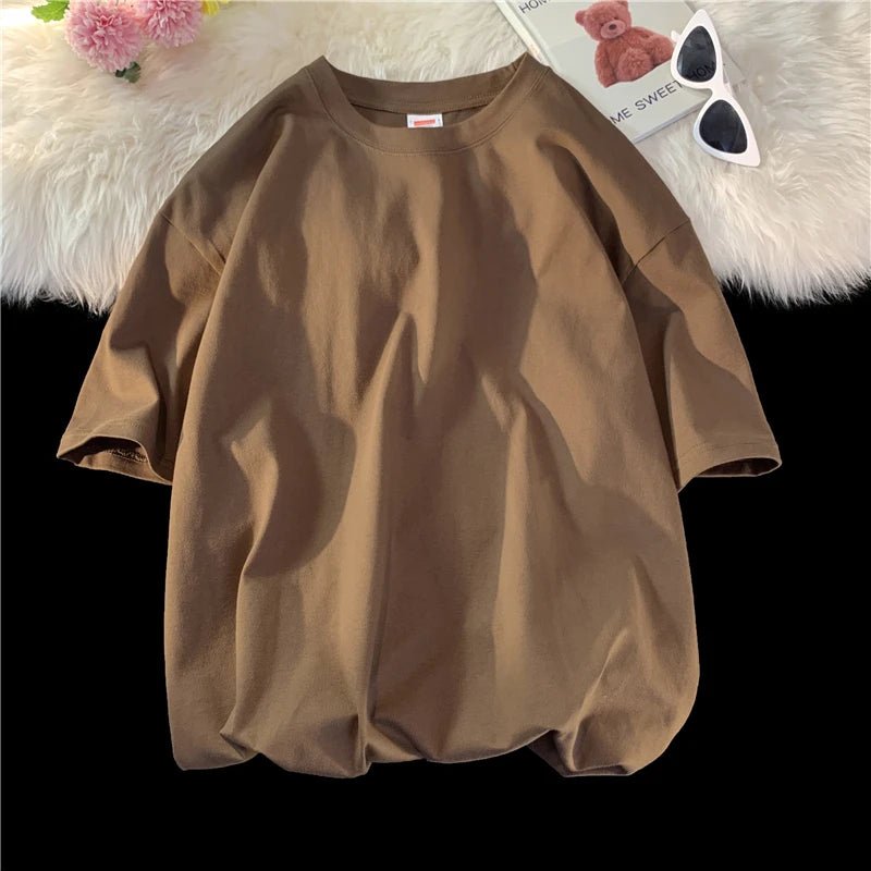 Oversized Cotton Summer T-Shirt – Solid, Loose Fit, Hip - Hop Style - Lia_Store