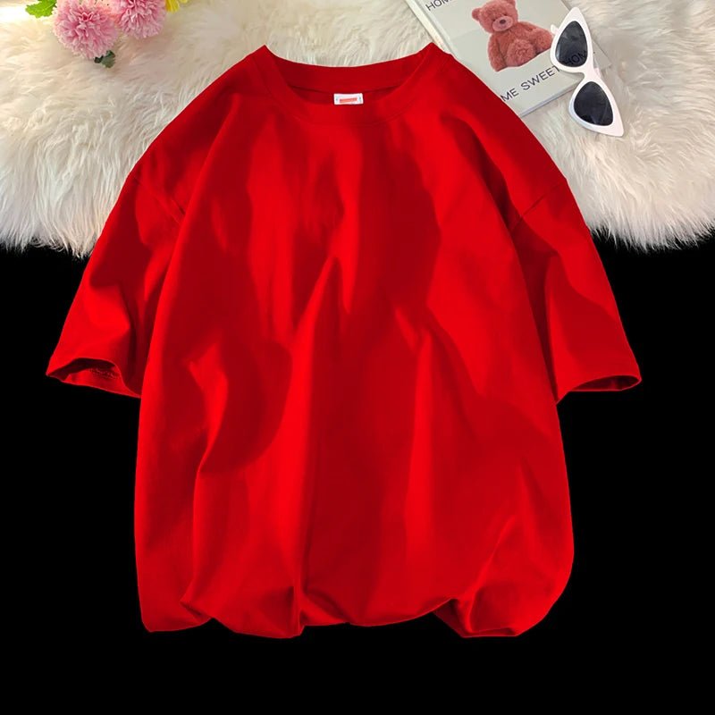 Oversized Cotton Summer T-Shirt – Solid, Loose Fit, Hip - Hop Style - Lia_Store