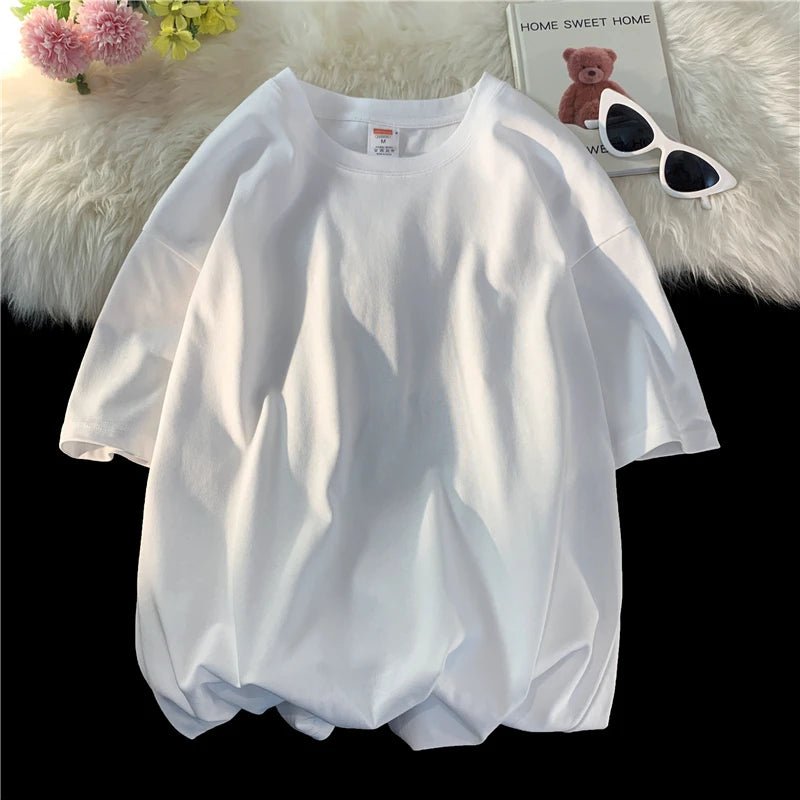 Oversized Cotton Summer T-Shirt – Solid, Loose Fit, Hip - Hop Style - Lia_Store