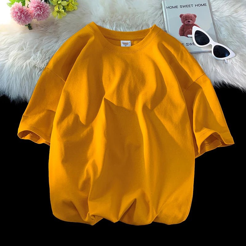 Oversized Cotton Summer T-Shirt – Solid, Loose Fit, Hip - Hop Style - Lia_Store
