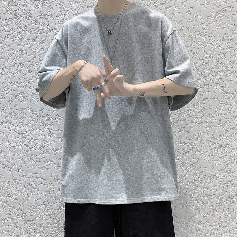 Oversized Cotton Summer T-Shirt – Solid, Loose Fit, Hip - Hop Style - Lia_Store