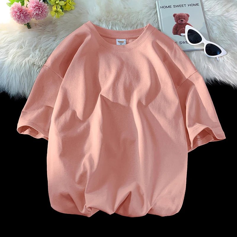 Oversized Cotton Summer T-Shirt – Solid, Loose Fit, Hip - Hop Style - Lia_Store