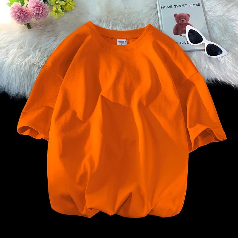 Oversized Cotton Summer T-Shirt – Solid, Loose Fit, Hip - Hop Style - Lia_Store