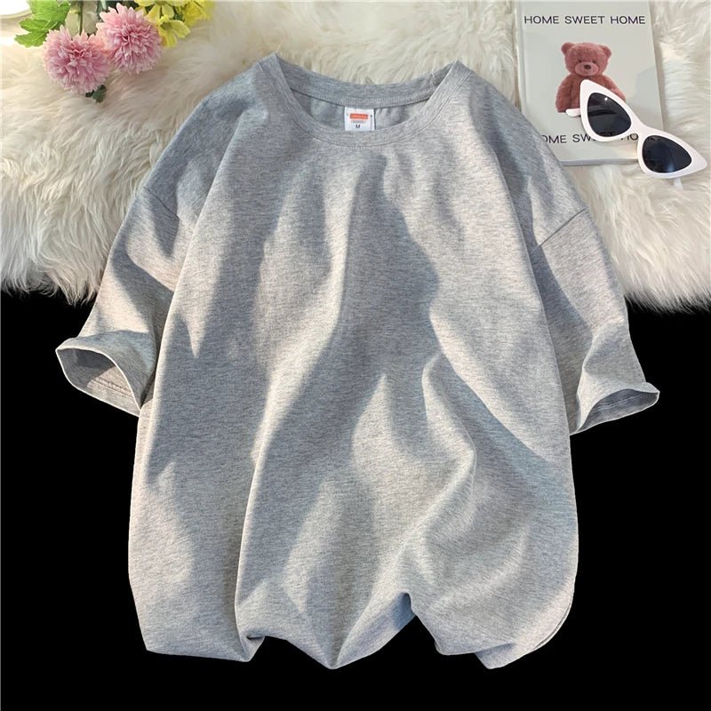 Oversized Cotton Summer T-Shirt – Solid, Loose Fit, Hip - Hop Style - Lia_Store