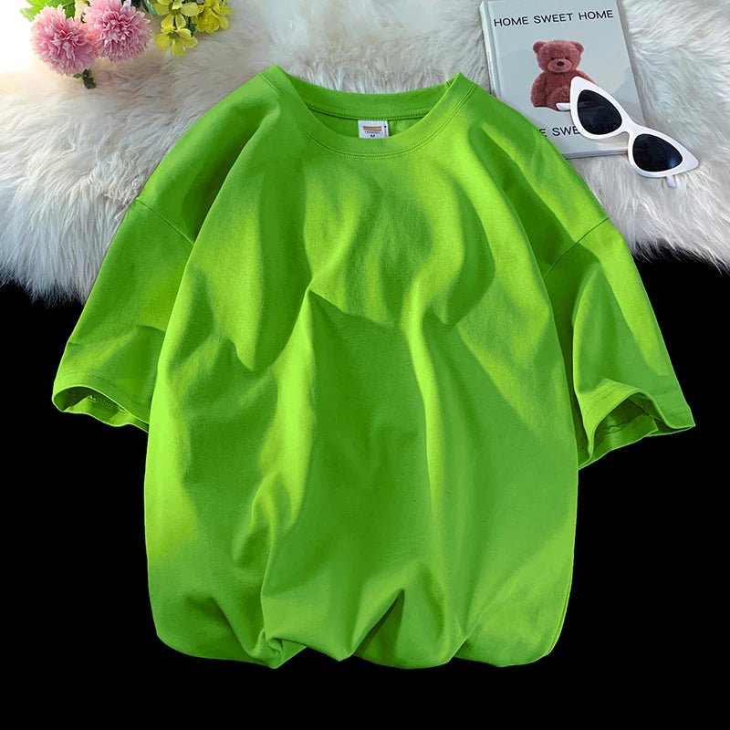 Oversized Cotton Summer T-Shirt – Solid, Loose Fit, Hip - Hop Style - Lia_Store