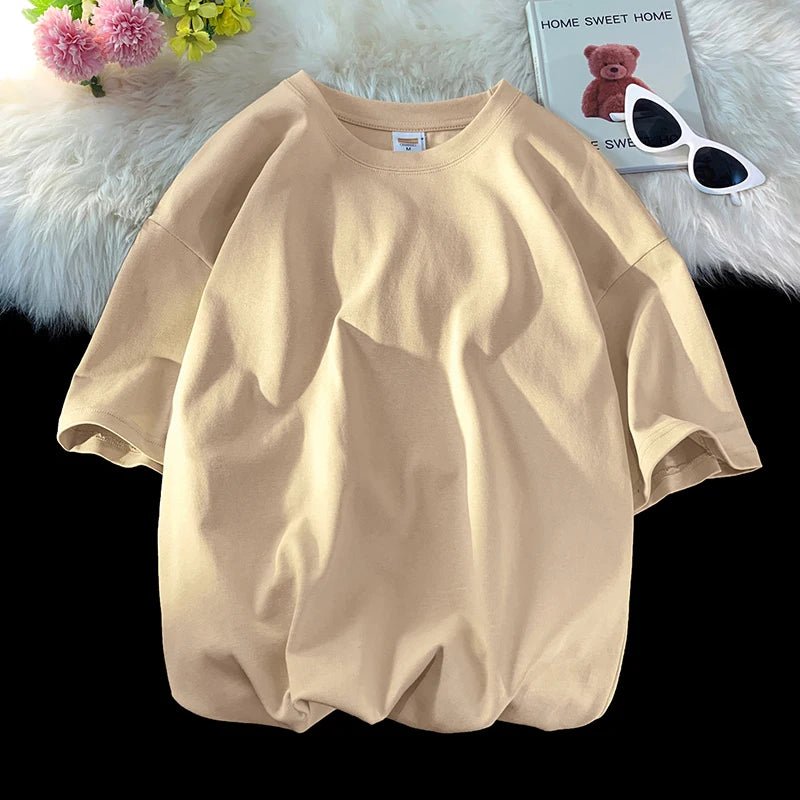 Oversized Cotton Summer T-Shirt – Solid, Loose Fit, Hip - Hop Style - Lia_Store