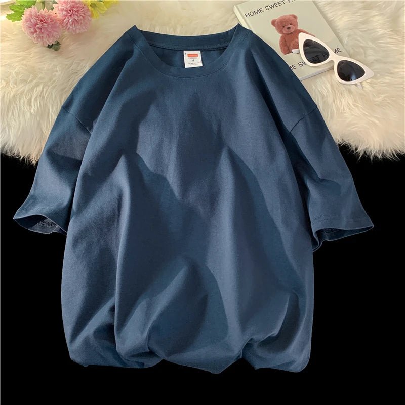 Oversized Cotton Summer T-Shirt – Solid, Loose Fit, Hip - Hop Style - Lia_Store