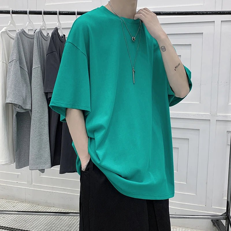 Oversized Cotton Summer T-Shirt – Solid, Loose Fit, Hip - Hop Style - Lia_Store