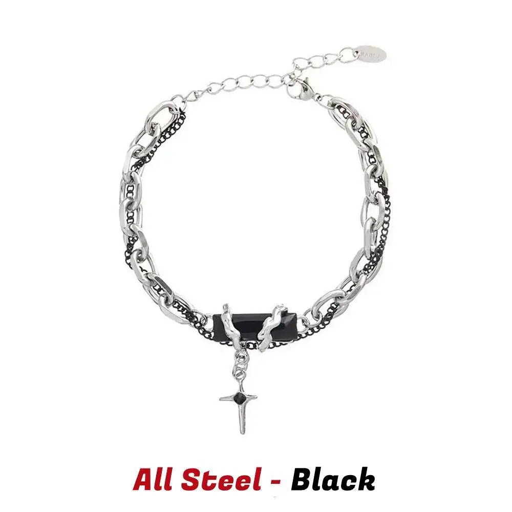 Retro Black Zircon Star Bracelet Unisex - Lia_Store
