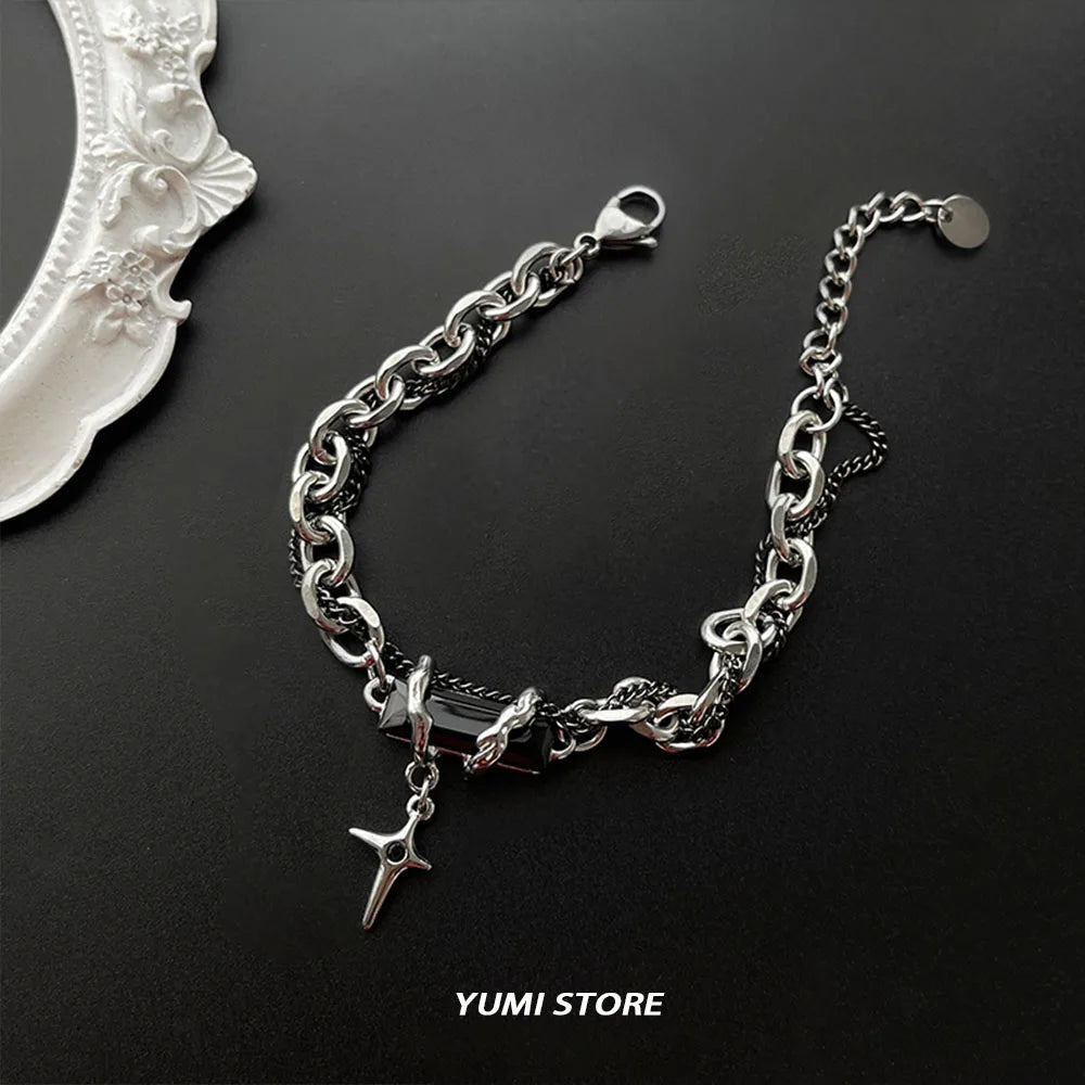 Retro Black Zircon Star Bracelet Unisex - Lia_Store