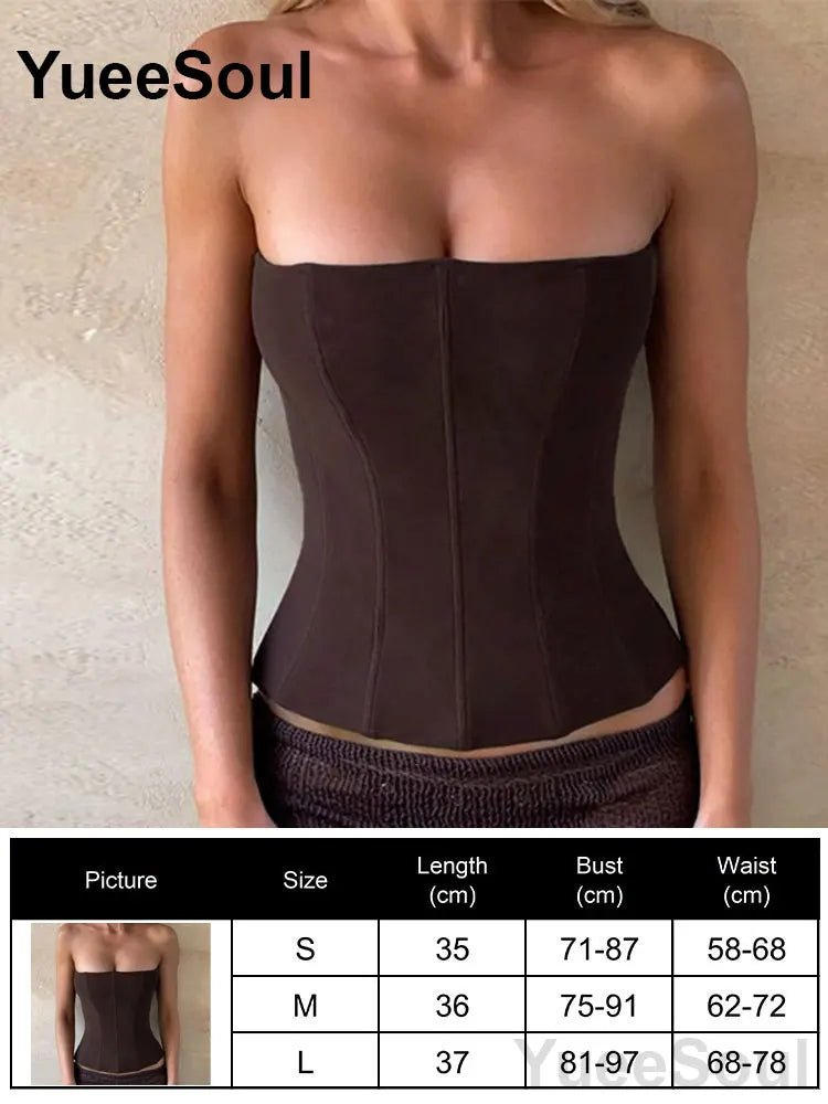 Sexy Slim Tube Crop Top Y2K - Lia_Store