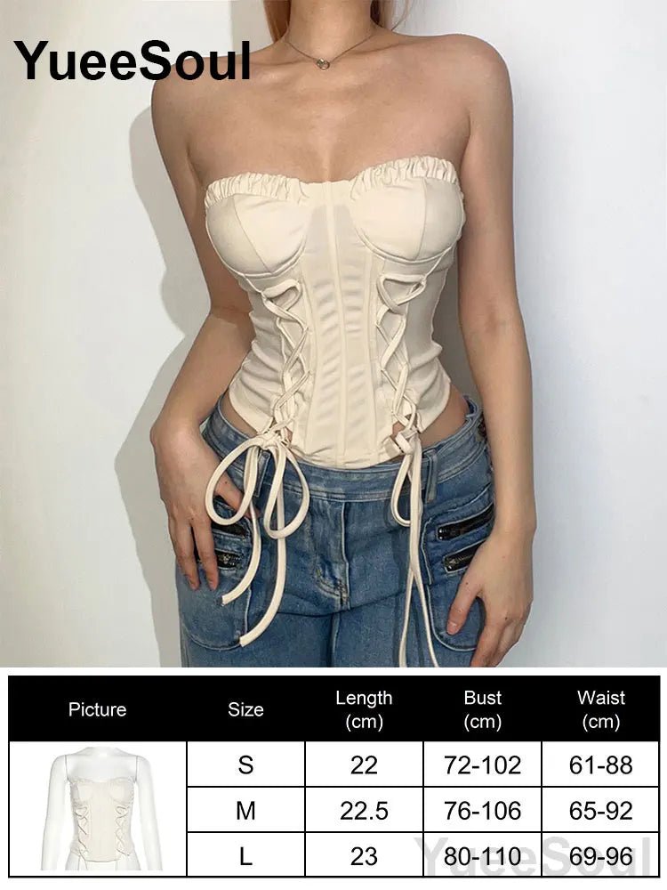 Sexy Slim Tube Crop Top Y2K - Lia_Store