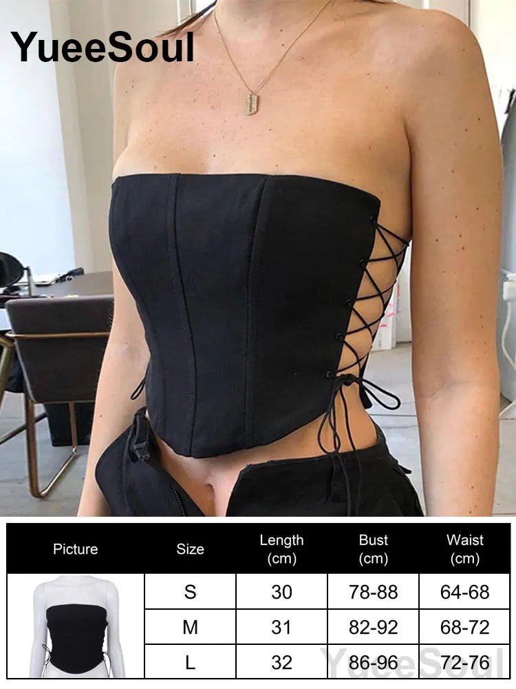 Sexy Slim Tube Crop Top Y2K - Lia_Store