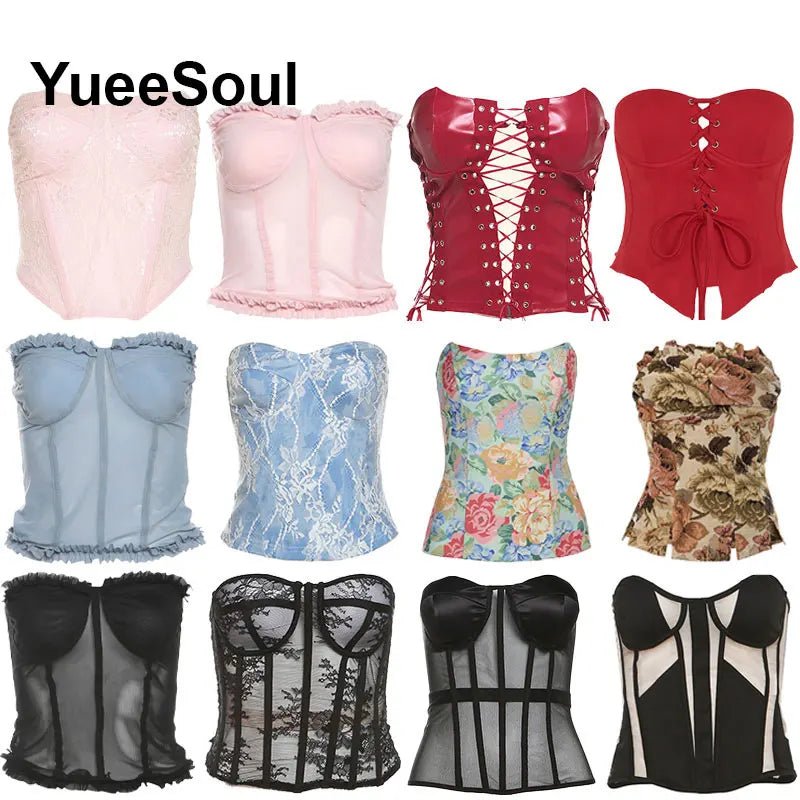 Sexy Slim Tube Crop Top Y2K - Lia_Store