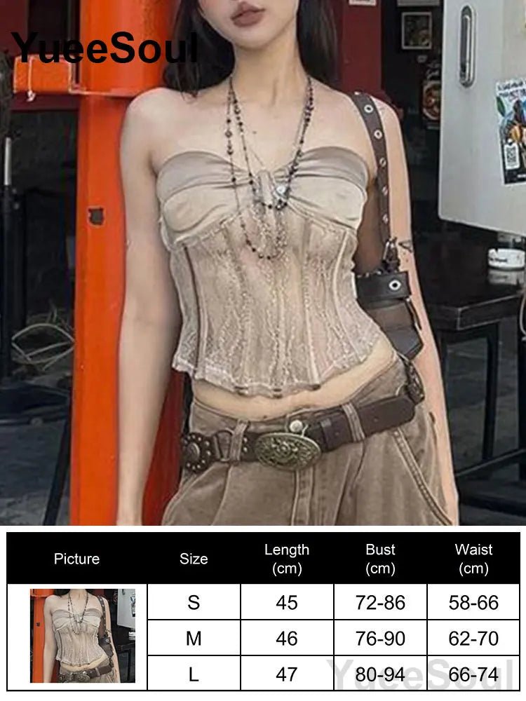 Sexy Slim Tube Crop Top Y2K - Lia_Store