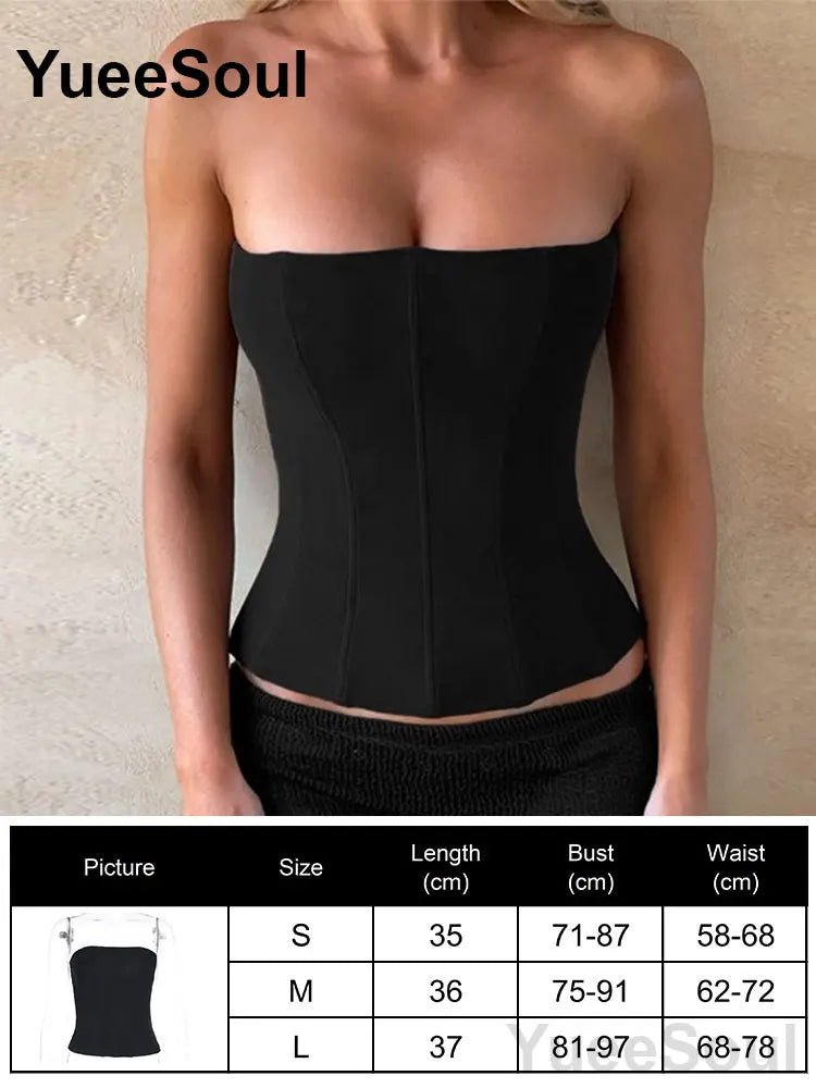 Sexy Slim Tube Crop Top Y2K - Lia_Store