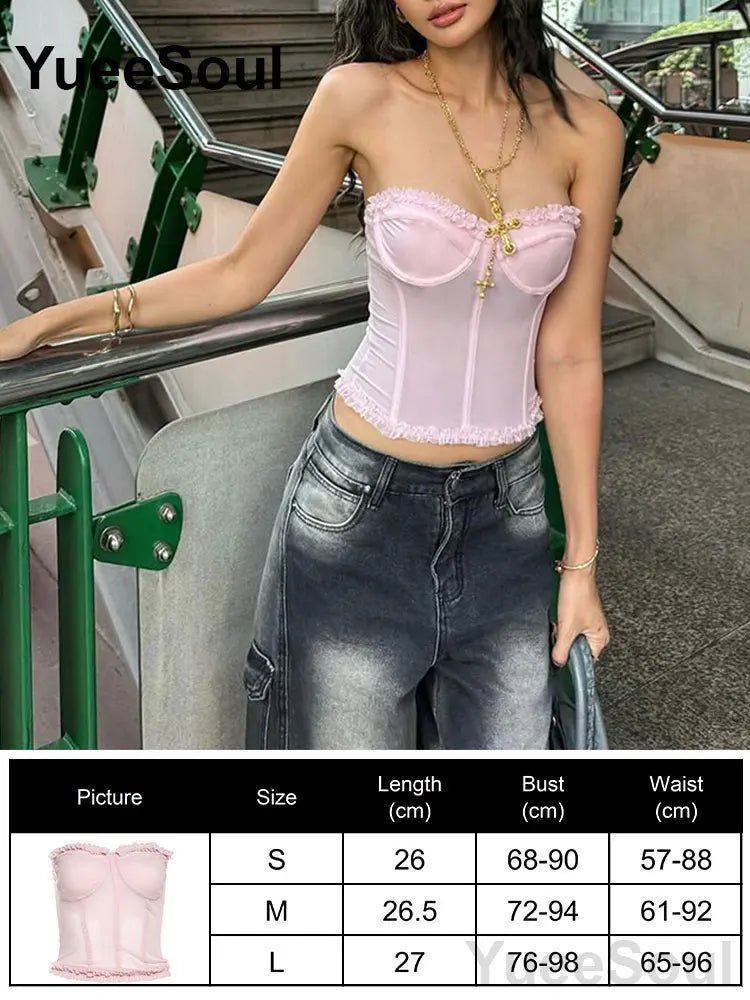 Sexy Slim Tube Crop Top Y2K - Lia_Store