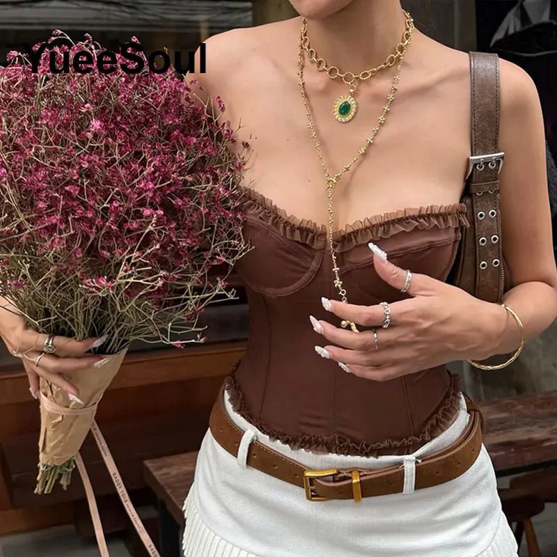 Sexy Slim Tube Crop Top Y2K - Lia_Store