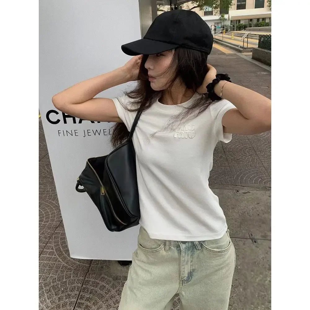 Women’s Crew Neck Short Sleeve T-Shirt – Slim Fit Cotton Summer Top - Lia_Store