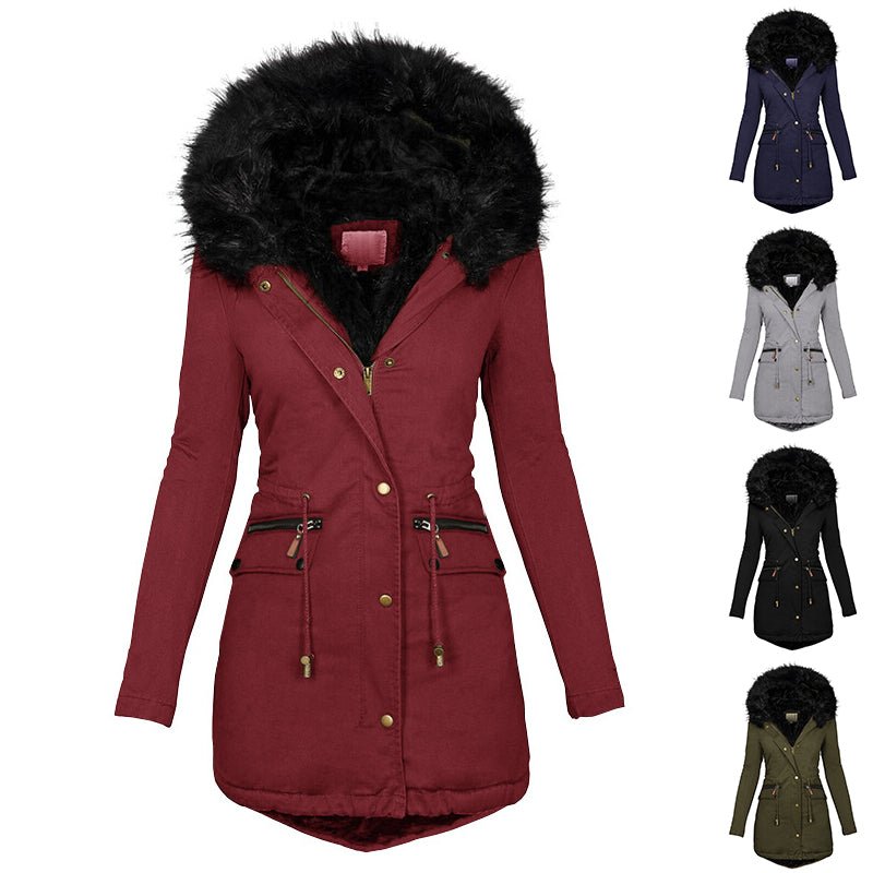 Women’s Plush Hooded Winter Parka Jacket - Lia_Store