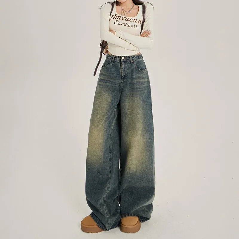 Women’s Retro High - Waist Wide - Leg Jeans – Loose Straight Denim - Lia_Store