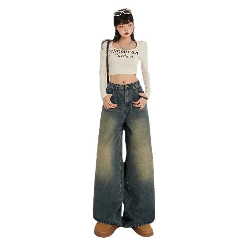 Women’s Retro High - Waist Wide - Leg Jeans – Loose Straight Denim - Lia_Store