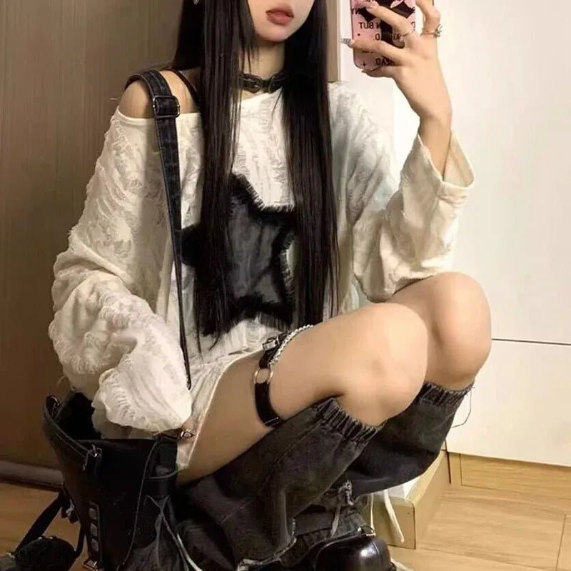 Women’s Y2K Star Cutout Long Sleeve Top - Lia_Store