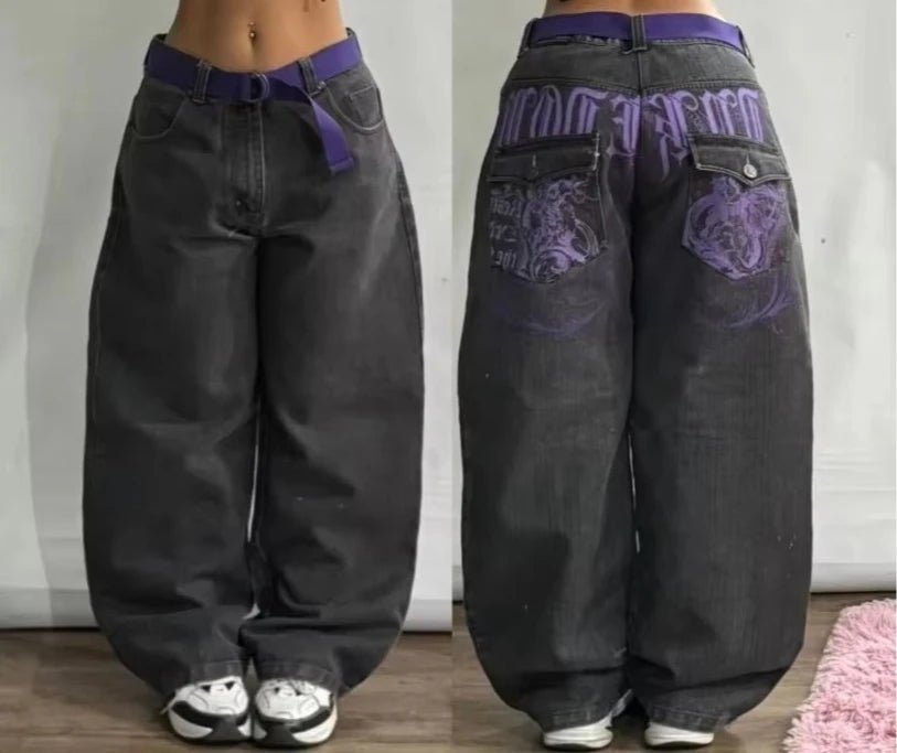 Y2K Color - Block Washed Baggy Jeans - Lia_Store