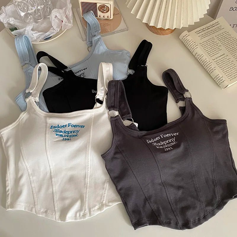 Y2K Embroidered Tank Top Women - Lia_Store