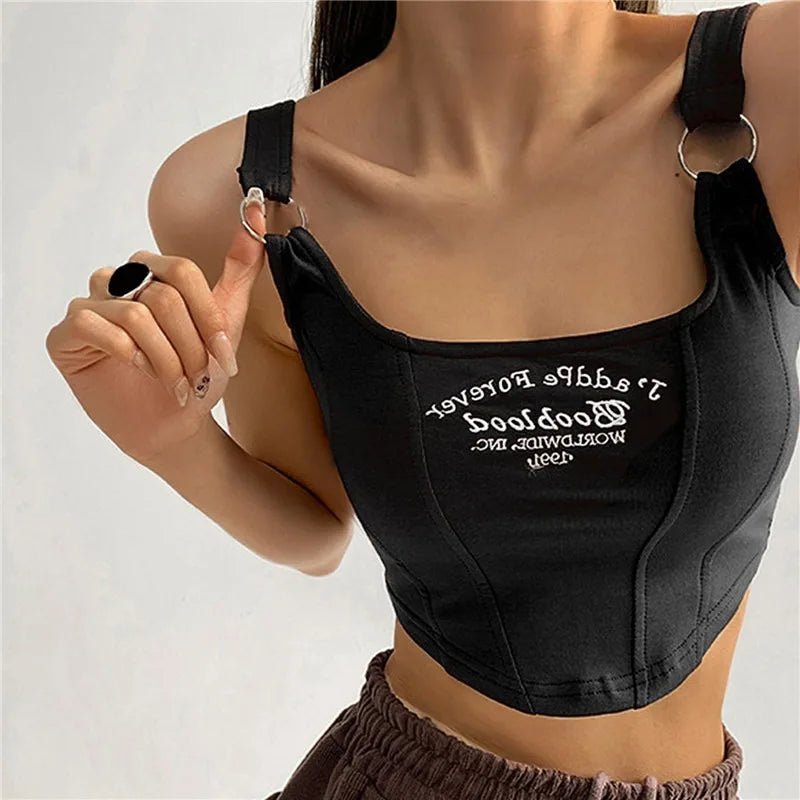 Y2K Embroidered Tank Top Women - Lia_Store