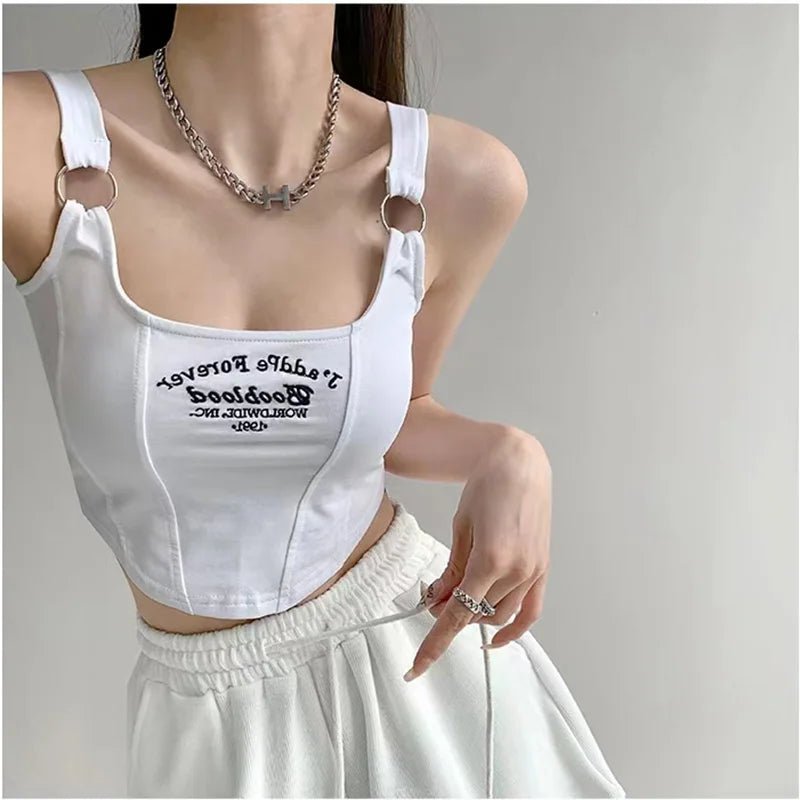 Y2K Embroidered Tank Top Women - Lia_Store