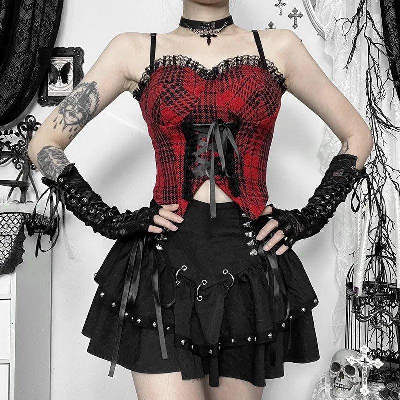 Y2K Gothic Grunge High - Waist Black Mini Skirt - Lia_Store