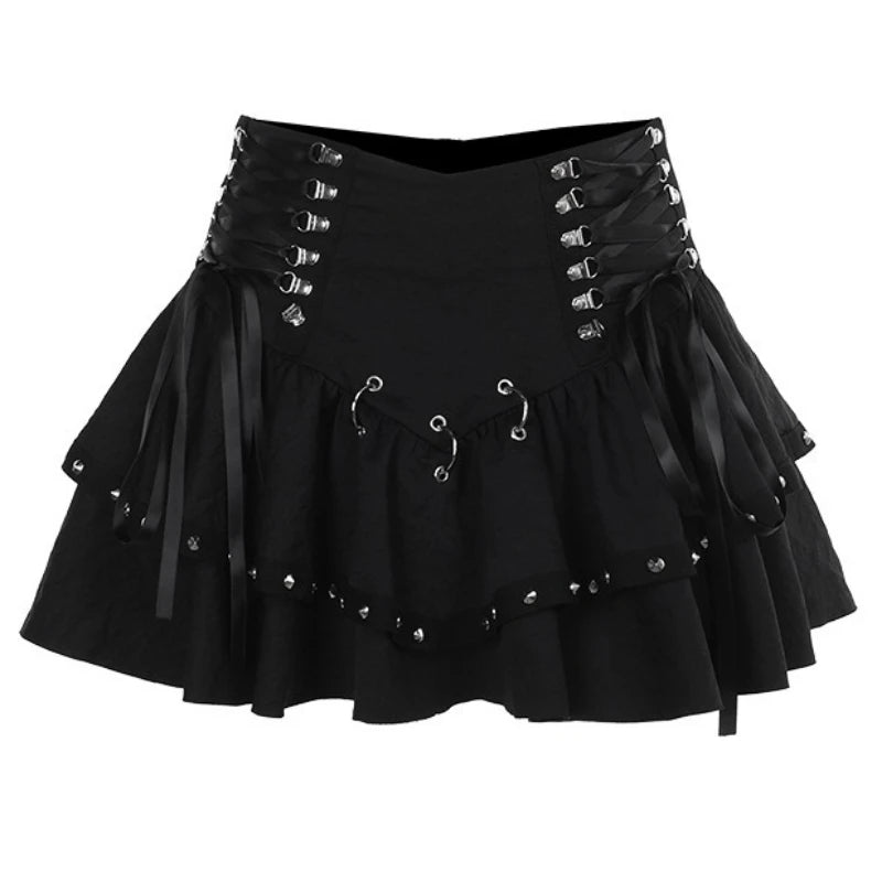 Y2K Gothic Grunge High - Waist Black Mini Skirt - Lia_Store