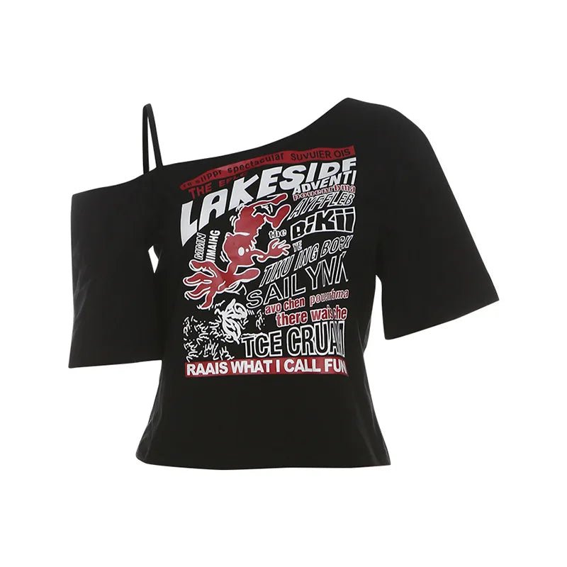 Y2K Gothic Off - Shoulder Punk Top for Women - Lia_Store