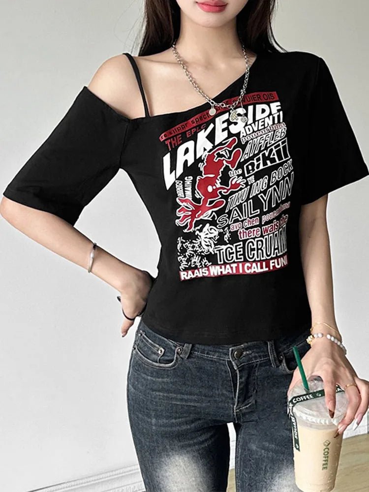 Y2K Gothic Off - Shoulder Punk Top for Women - Lia_Store