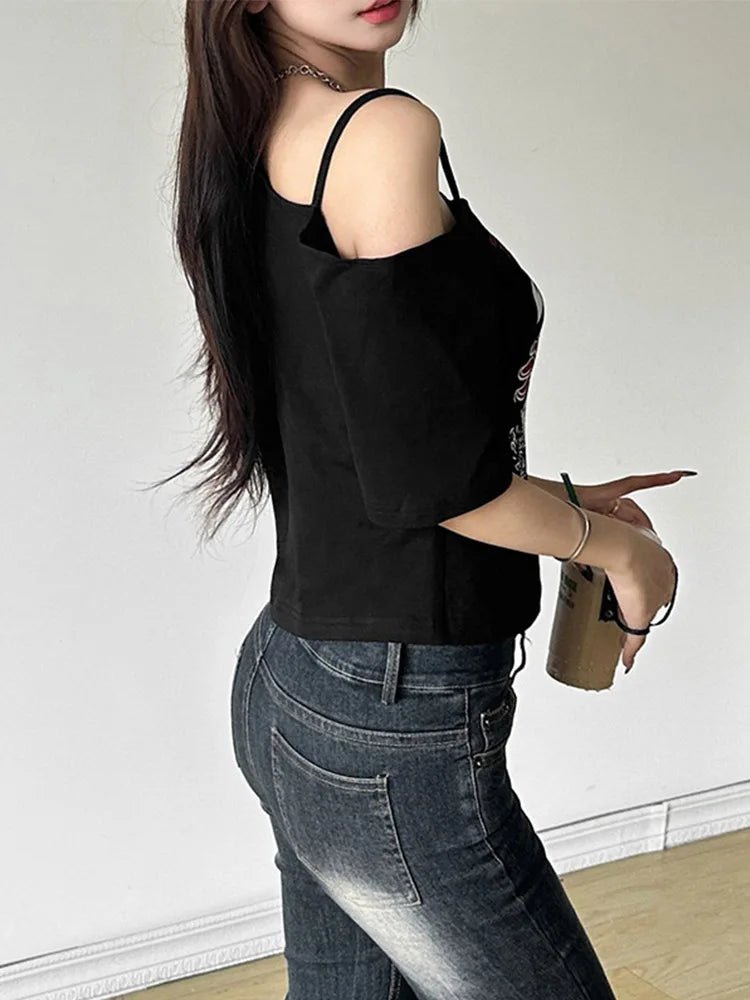 Y2K Gothic Off - Shoulder Punk Top for Women - Lia_Store