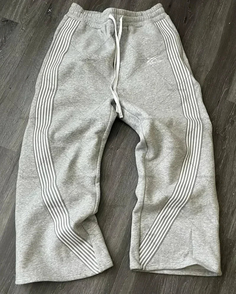 Y2K Gray Camo Tactical Jogger Pants – Unisex Drawstring Sweatpants - Lia_Store