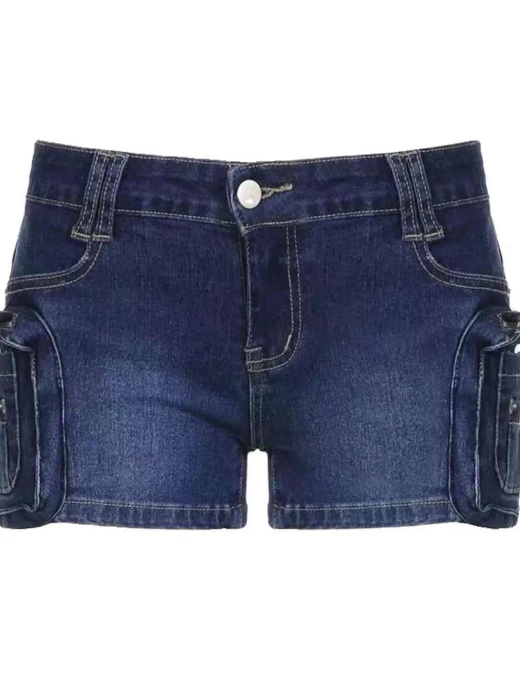 Y2K low - waist wide - leg denim shorts for women - Lia_Store