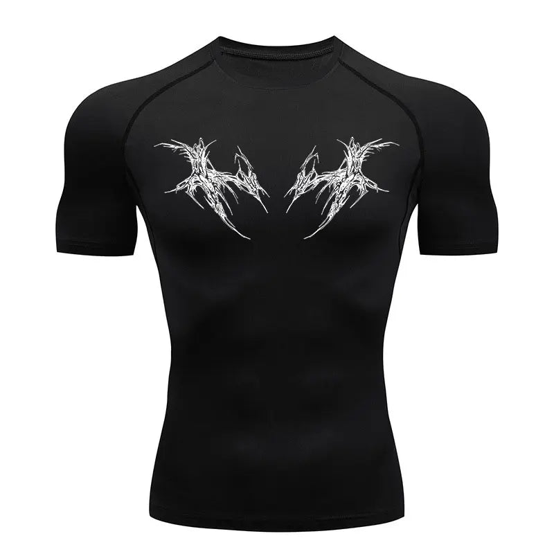 Y2K Skeleton Compression Gym T-Shirt for Men - Lia_Store