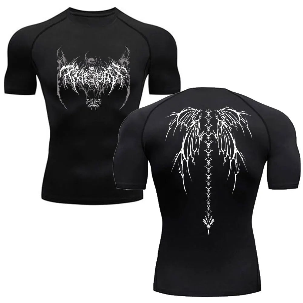 Y2K Skeleton Compression Gym T-Shirt for Men - Lia_Store