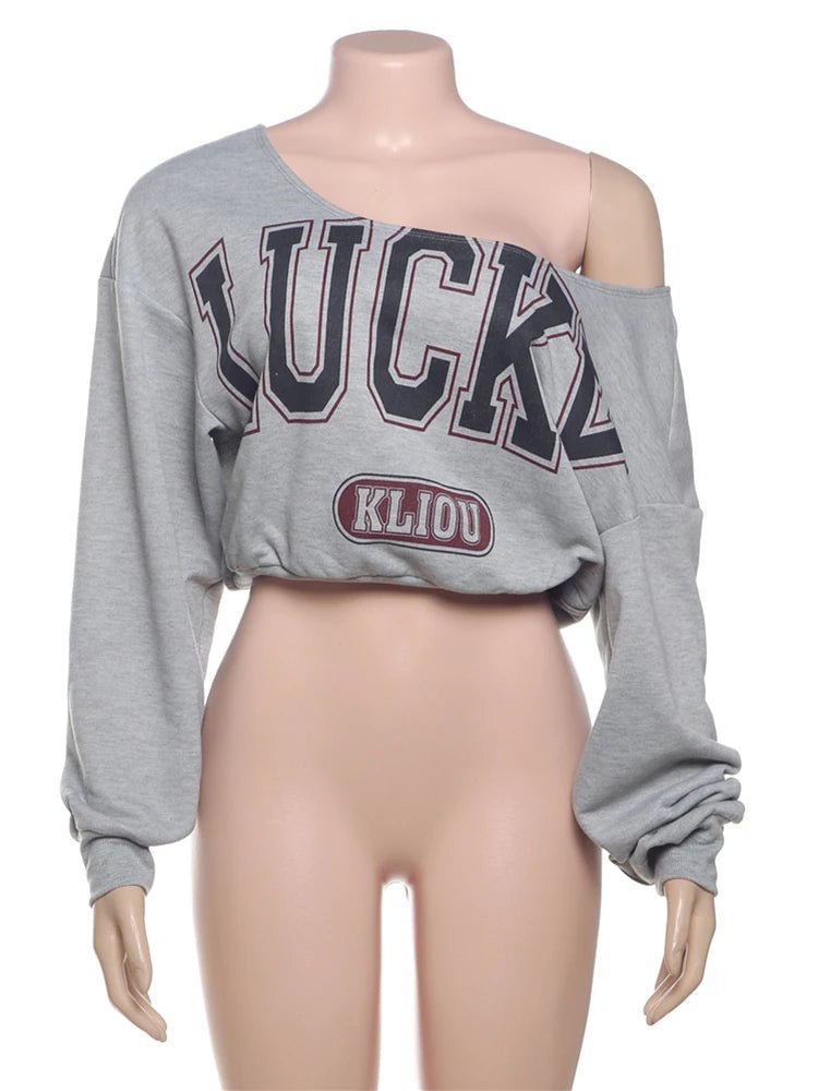 Y2K Skew Collar Crop Top for Women - Lia_Store